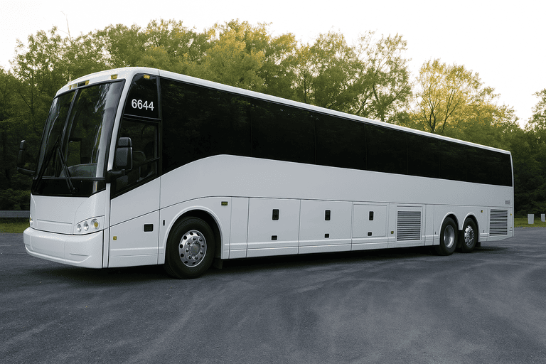 exterior of Charter Bus Rental Hampton coach bus